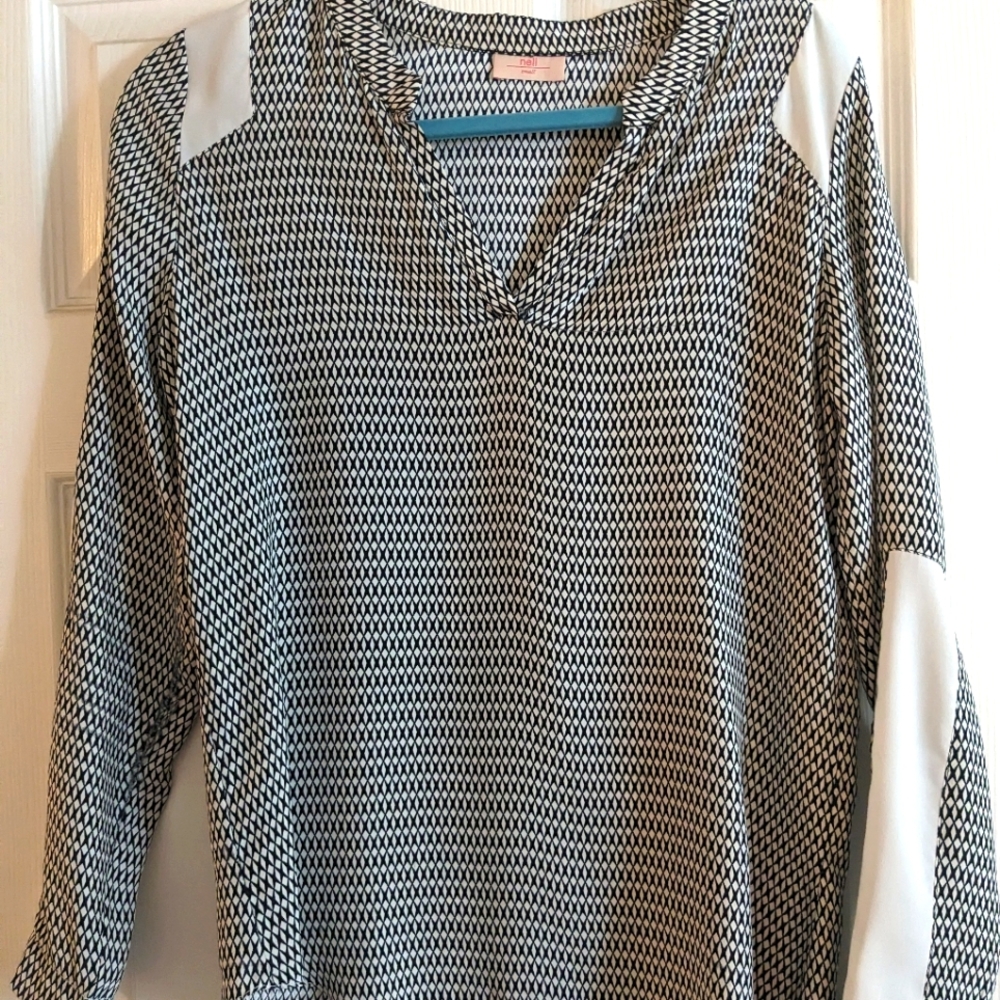 Silk long sleeve v neck  print shirt